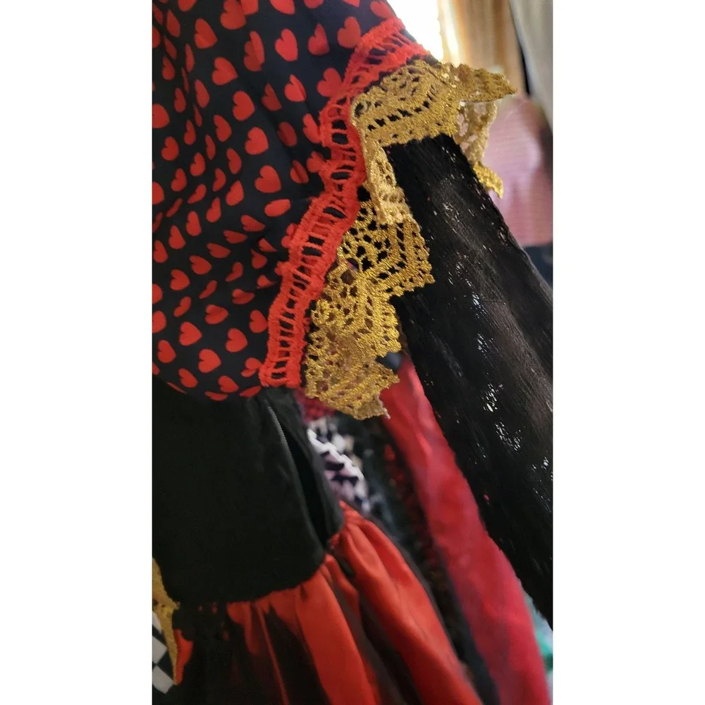 Trish Scully Child Queen of Hearts Costume Dress Red Black Lace Size 12